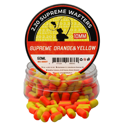220_baits_-_wafter_supreme_10mm_orange_yellow.jpg 2.20 Baits - Wafter Supreme 10mm Orange & Yellow - imagine 1