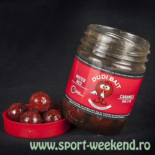 boilies_pentru_carlig_mister_red_super_hot_caramele__4.jpg Dudi Bait - Boilies de carlig Mr. Red “Super Hot” Solubile - Caramele 20mm - imagine 1