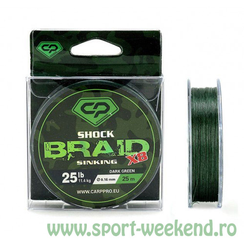 diamond_shock_braid_25m.jpg Carp Pro - Fir textil Diamond Shock Braid 8X 0,16mm / 25m /25lb - imagine 1