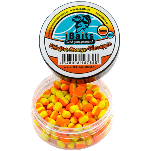 mini_dumbell_5x7mm_iwafter_orange_pinapple.jpg iBaits - Dumbell Critic Echilibrat iBaits iWafter 5mm - Orange-Pineapple (Portocaliu&Galben) - imagine 1