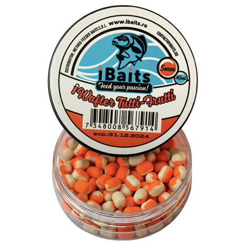 mini_dumbell_5x7mm_iwafter_tutti_frutti.jpg iBaits - Dumbell Critic Echilibrat iBaits iWafter 5mm - Tutti Frutti (Portocaliu&Alb) - imagine 1