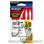 Owner - Carlige Offset Worm Wide Gap nr. 2/0 (5buc/plic)