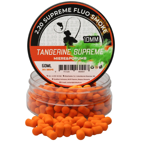 wafter_supreme_fluo_10_mm_tangerine_miere_porumb.jpg 2.20 Baits - Wafter Supreme Fluo Smoke 10mm Tangerine Miere & Porumb - imagine 1