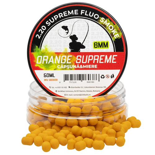 wafter_supreme_fluo_smoke_6mm_portocaliu_miere_capsuna.jpg 2.20 Baits - Wafter Supreme Fluo Smoke 6mm Portocaliu Miere & Capsuna - imagine 1